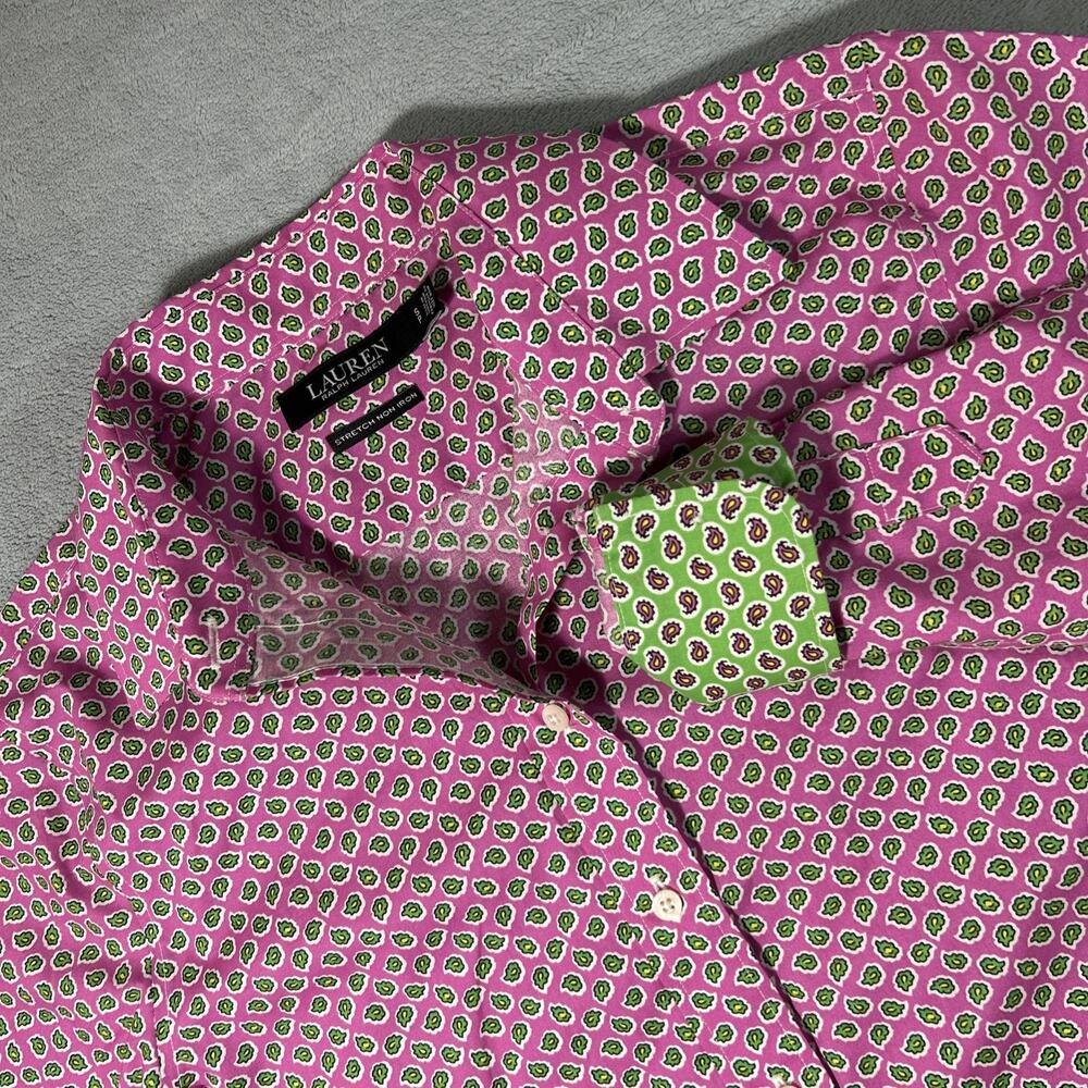 Polo Lauren Ralph Lauren Button Up Dress Shirt Ws Small Stretch Fancy Flip Cuff